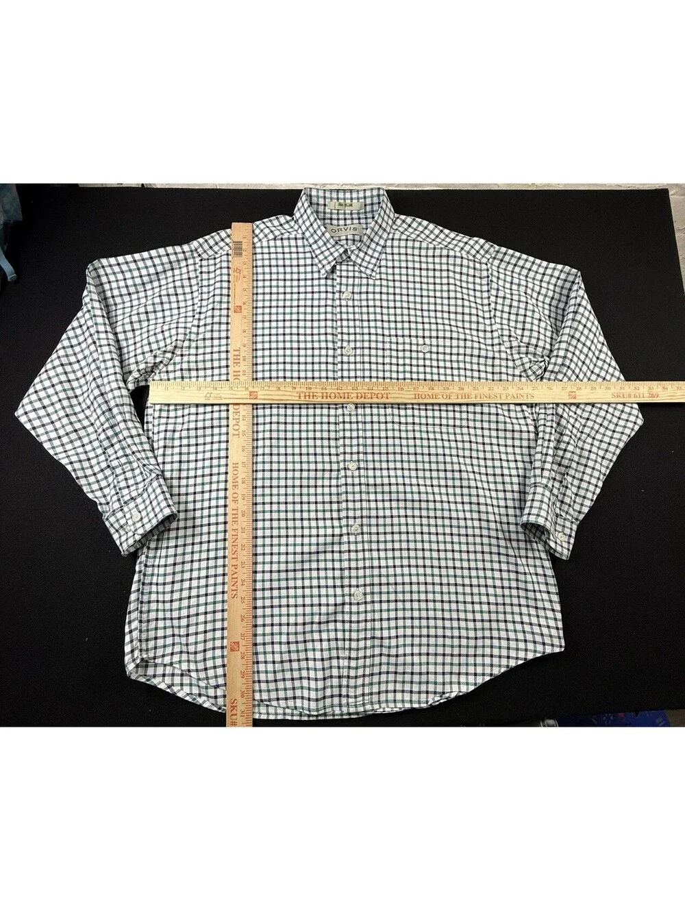 Orvis Men's L Plaid Long Sleeve Button-Up Shirt with Pockets